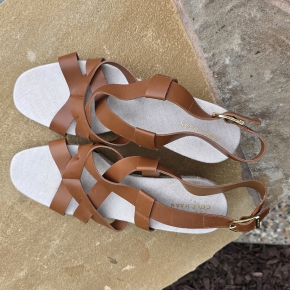 Cole Haan Women's Crystal Slingback Espadrille Wedge Sandals Brown Size 9,5B - Picture 13 of 14